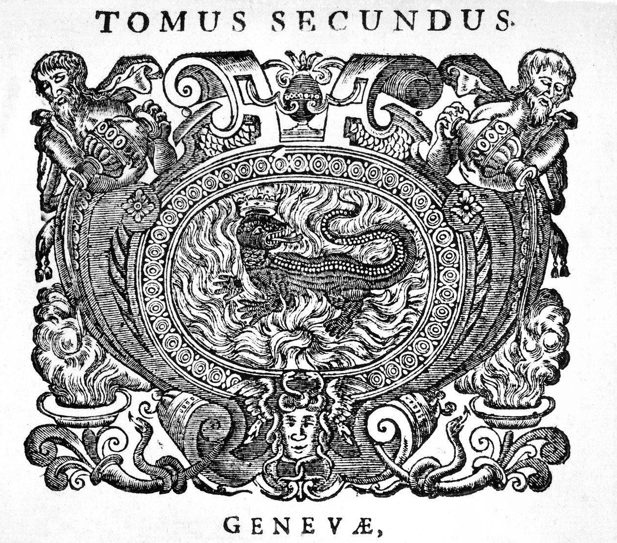 Træsnitsanordning på titelblad af Bibliotheca chemica curiosa, 1702 af Unknown