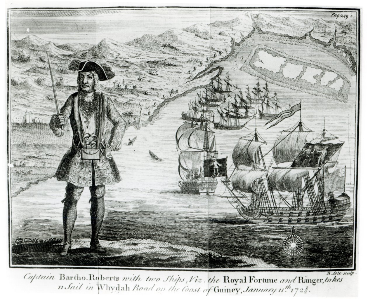 Kaptajn Bartholomew Roberts (1682-1722) med to skibe, 