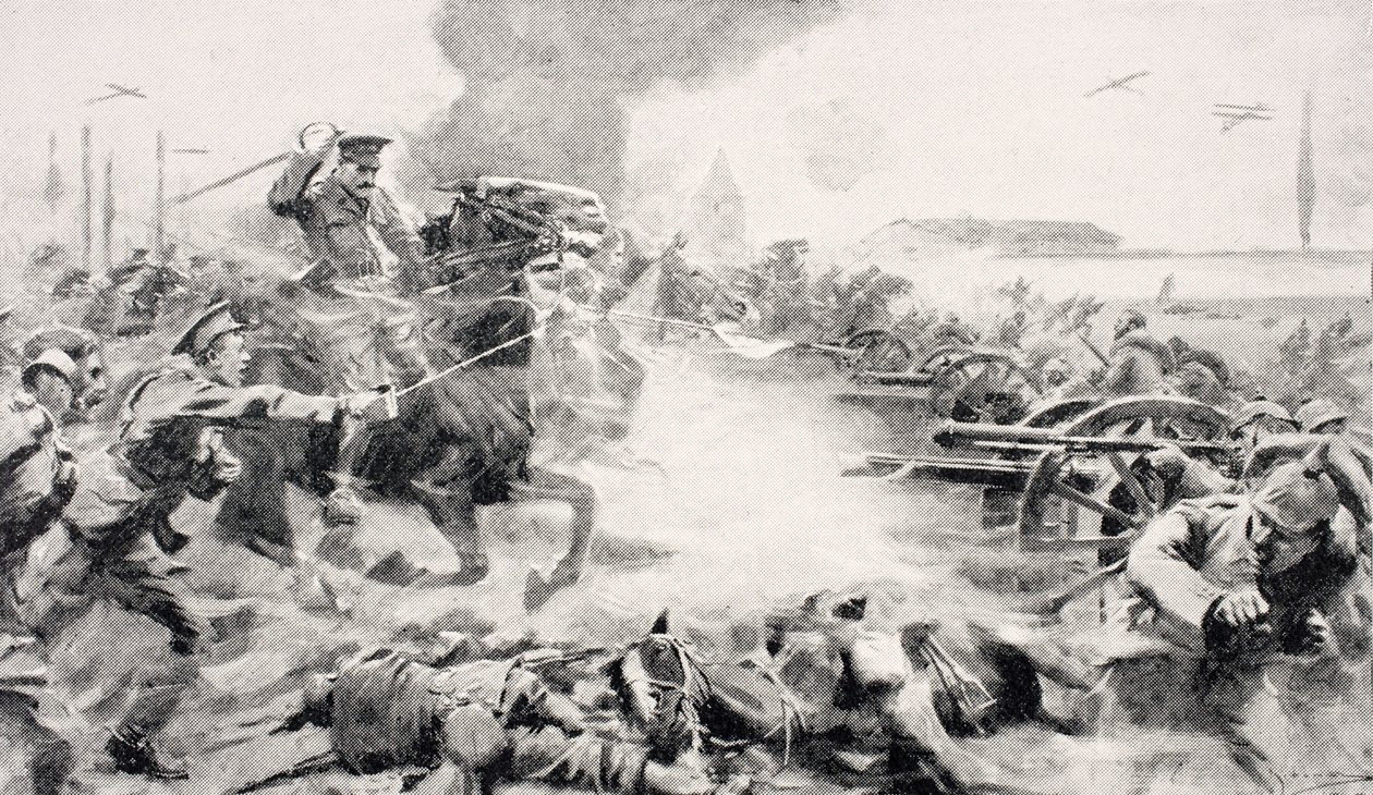 Kaptajn F.O. Grenfell, VC, i spidsen for 9th Lancers