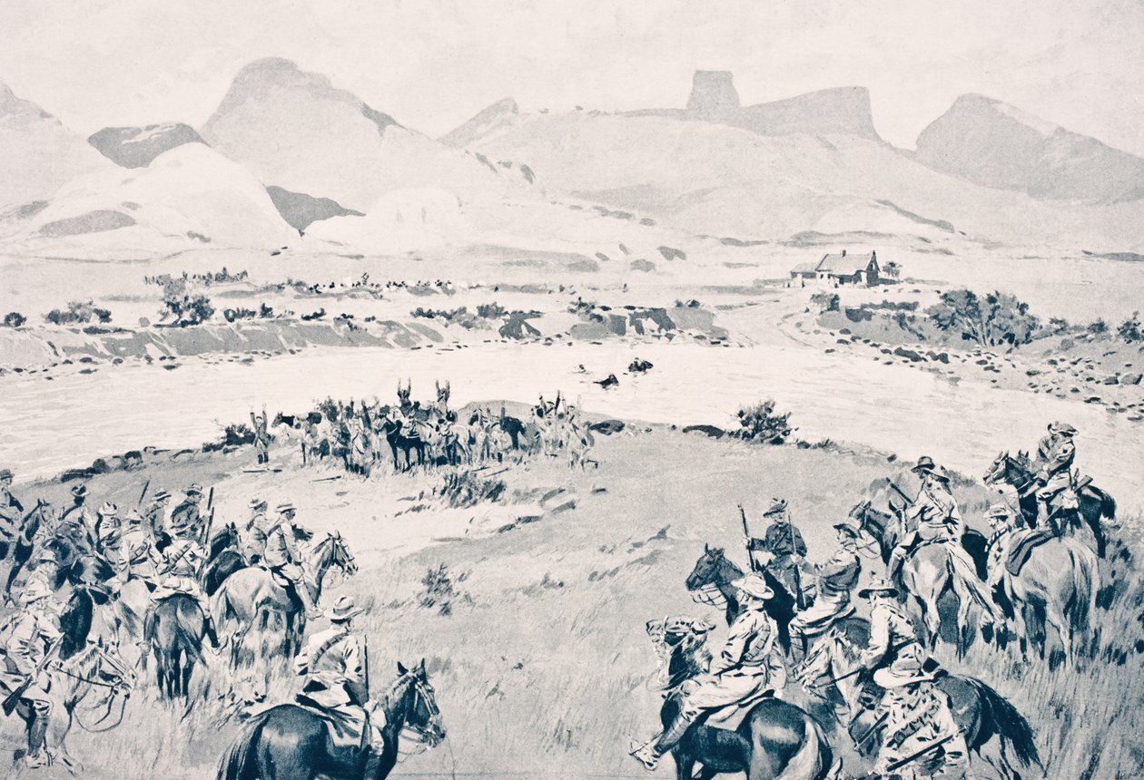 Sydafrika. Beyer-tropper overgiver sig ved Vaal-floden efter Maritz-oprøret, 8. december 1914, fra "The War Illustrated deLuxe", udgivet i London, 1916 af English School