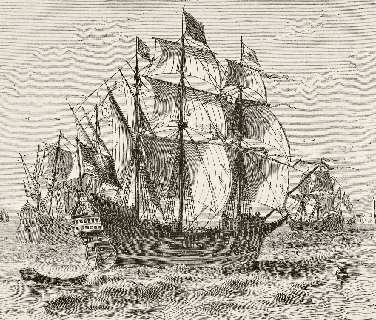 Det engelske krigsfartøj Harry Grace A Dieu, bygget i 1513, fra 