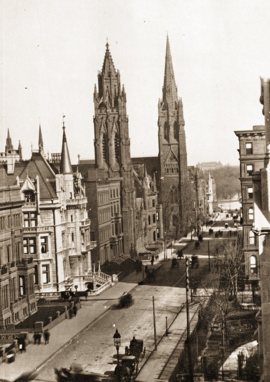 Palæer og kirker på 5th Avenue, under Central Park, New York City, ca. 1884 af American Photographer