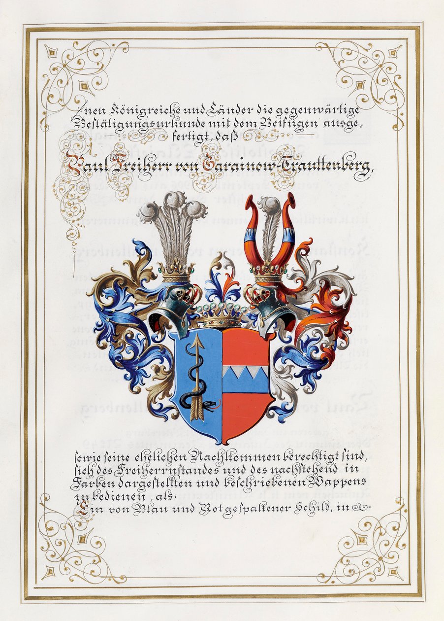 Våbenskjold Trauttenberg, fra et adelsdiplom af Anonymous