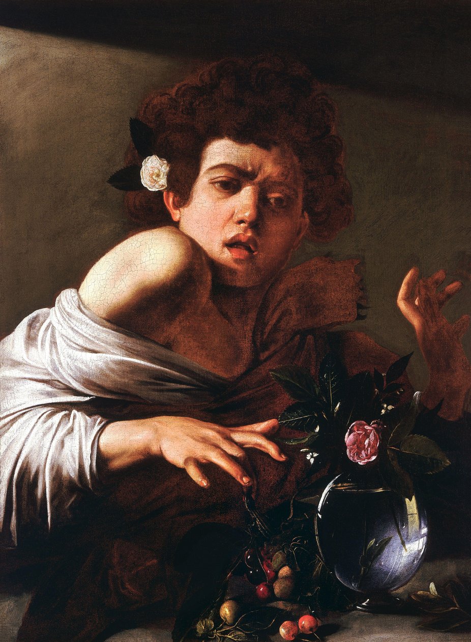Dreng bidt af en firben af Michelangelo Merisi Caravaggio