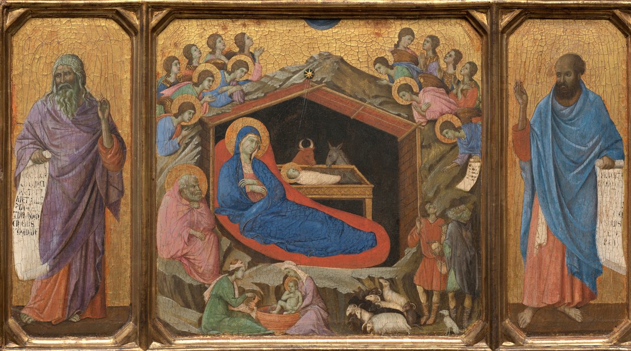 Fødselskabet med profeterne Esajas og Ezekiel af Duccio di Buoninsegna