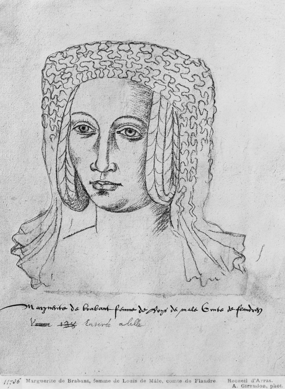 Ms 266 fol.55 Marguerite de Brabant, hustru til Ludvig II af Flandern, også Ludvig III af Artois og Ludvig I af Palatine Bourgogne, kendt som Ludvig af Male, fra 