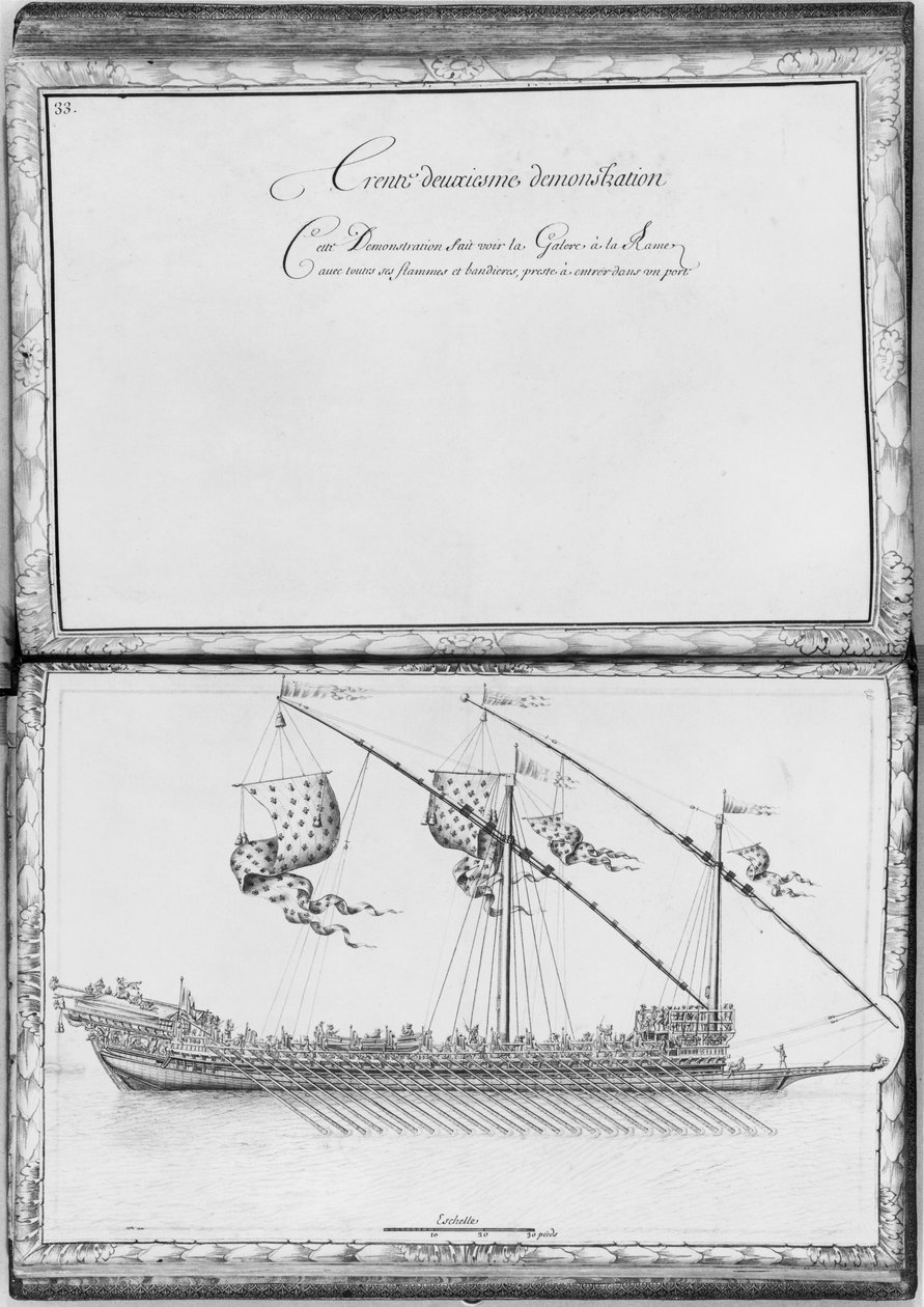 En kabys med årer og flag, 32 sekunders demonstration, plade 33, illustration fra 