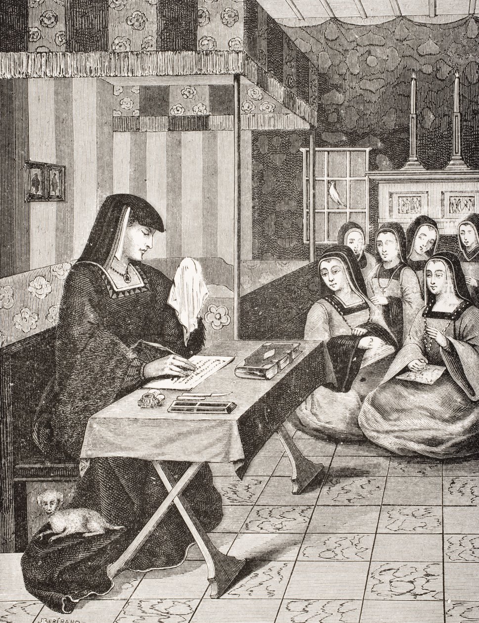 Court of the Ladies of Queen Anne of Bretagne (1477-1514), efter en miniature fra det 16. århundrede fra 