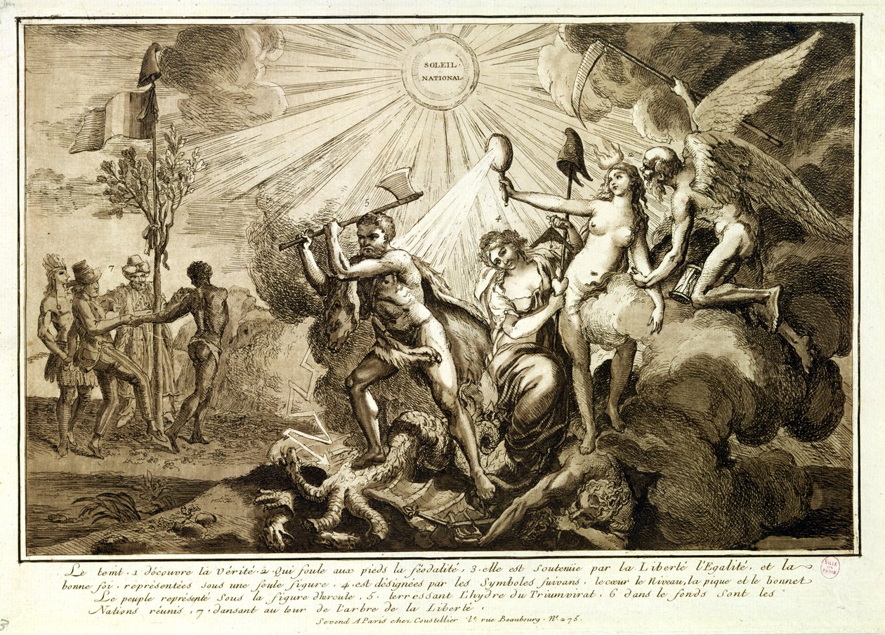Fader Tid opdager Sandheden, der tramper feudalismen, ca. 1792-93 af French School
