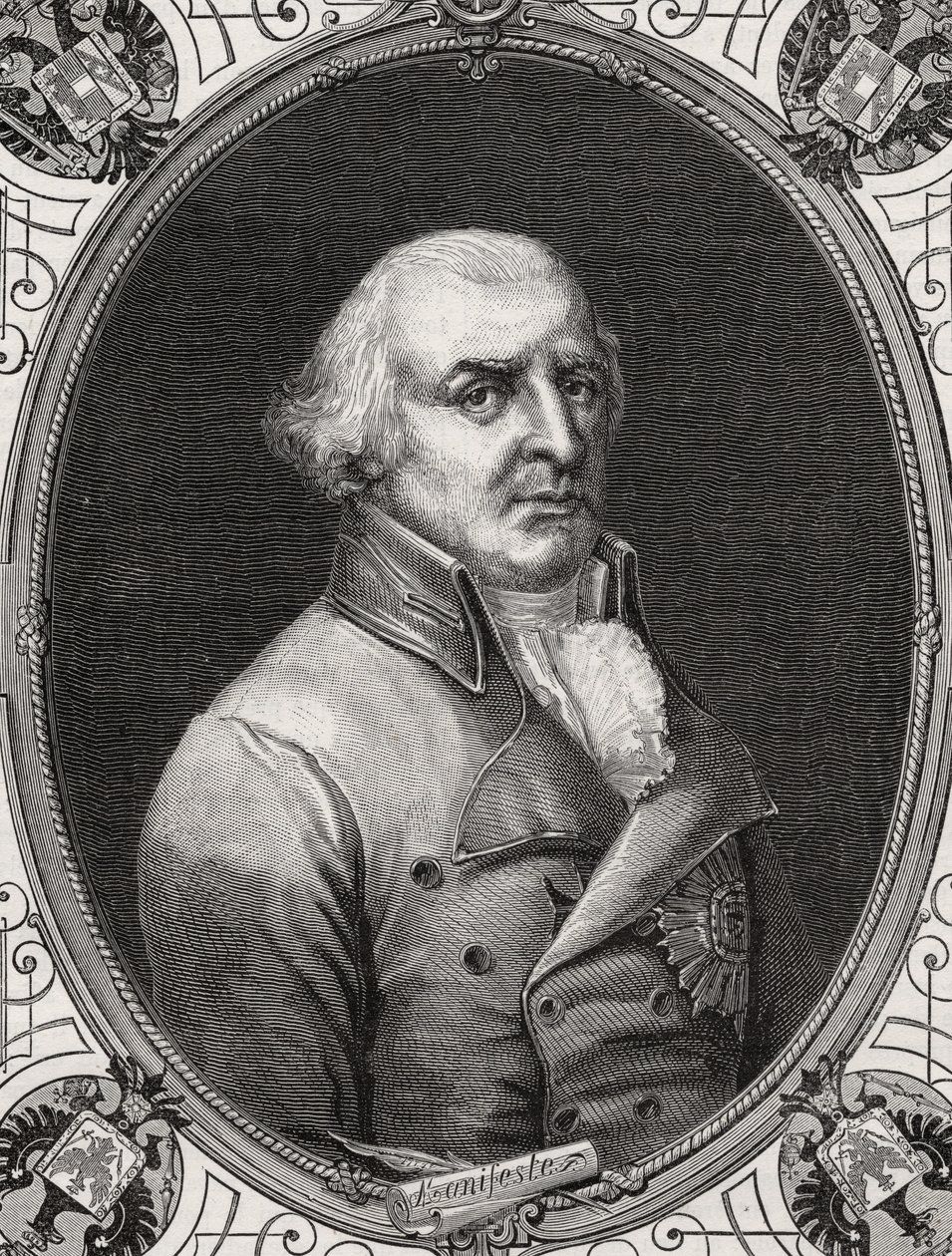 Karl Wilhelm Ferdinand, hertug af Brunswick-Luneberg, graveret af Stephane Pannemaker (1847-1930) efter Rambert, fra 