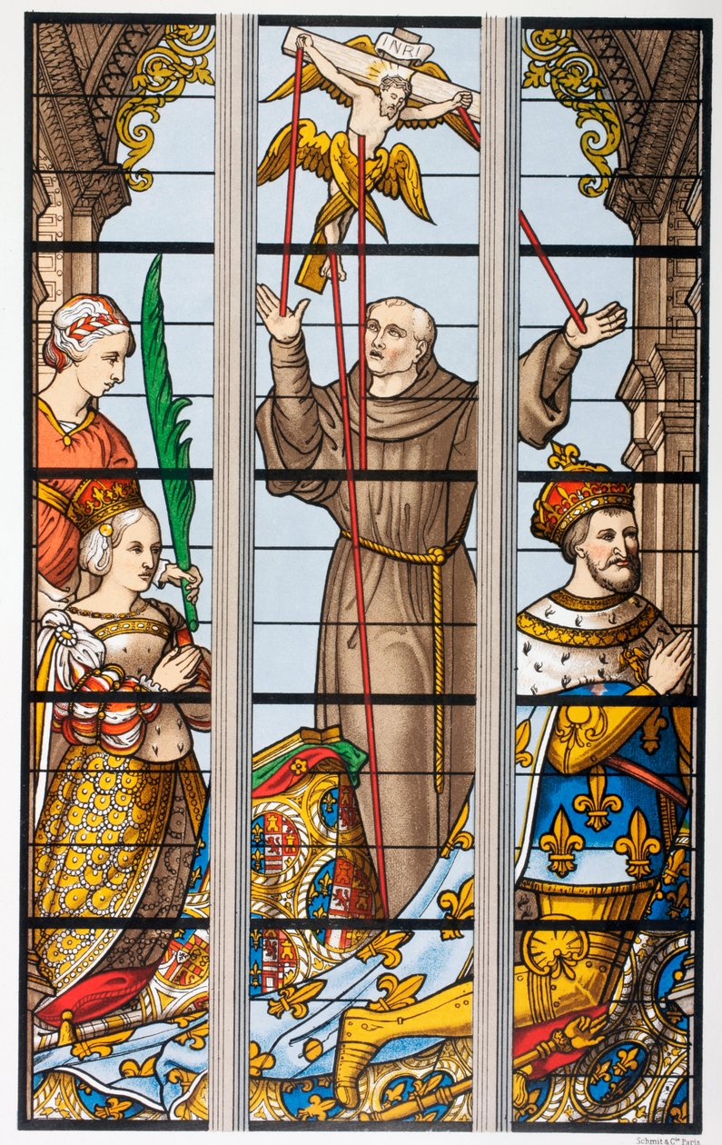 Kong Francois af Frankrig og hans hustru Eleonore beder, fra et glasmaleri fra det 16. århundrede i Saint Gudule kirken i Bruxelles, fra 