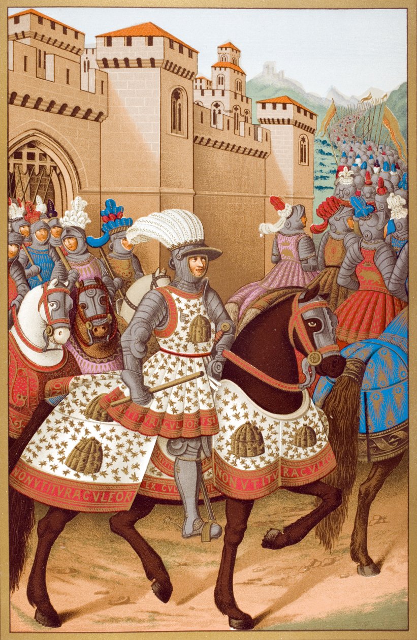 Ludvig XII (1462-1515) og hans hær forlader Alexandria, 24. april 1507, efter en miniature af Jean Marot (1619-79) fra 