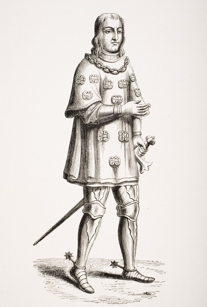Louis de Mallet (1448-1516) afbildet i 1487 i Costume of War and Tournament, efter en gravering fra det 16. århundrede, fra 