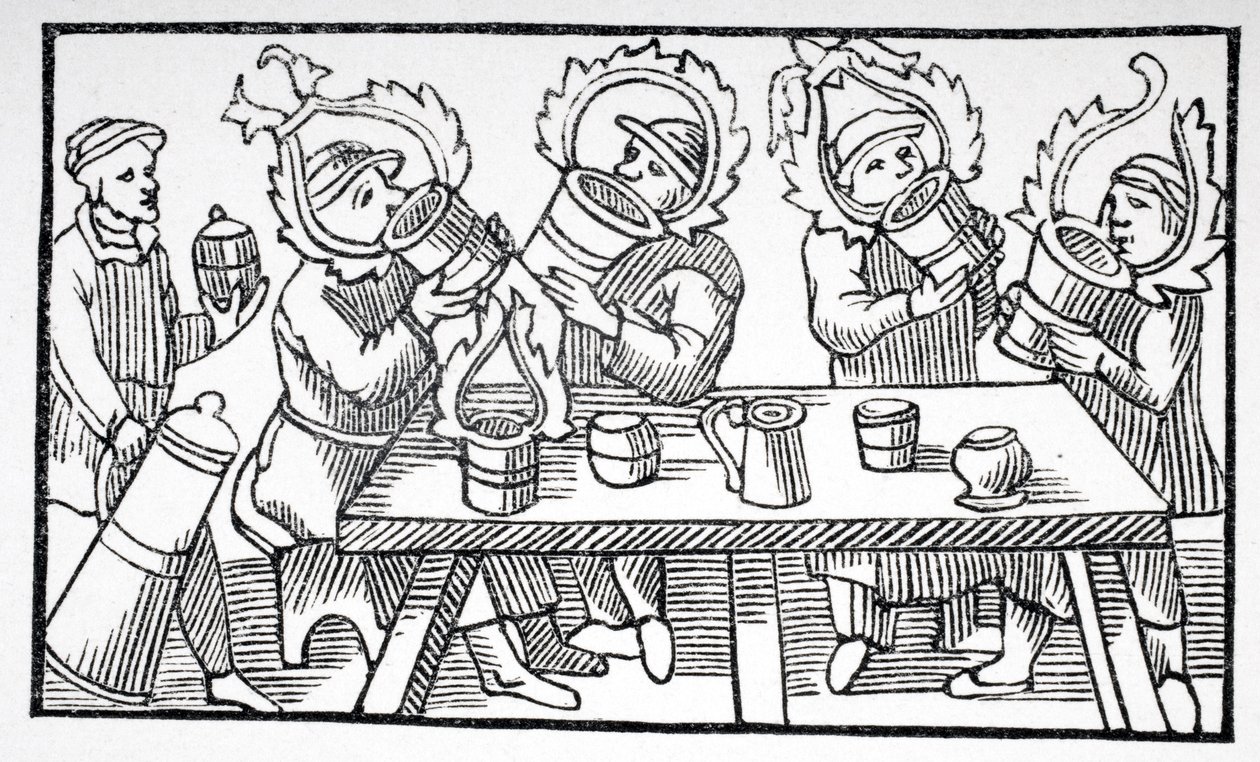 Mænd drikker, illustration fra 