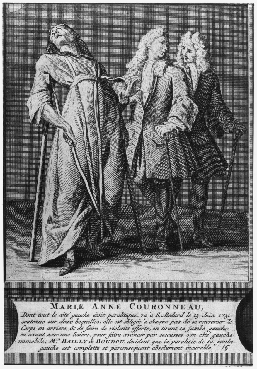 Mirakuløs helbredelse af en lammet kvinde, Marie-Anne Couronneau, på diakon Francois de Paris