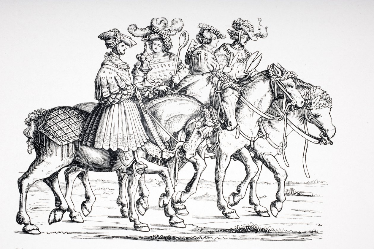 Officerer ved bordet og af kammeret ved det kejserlige hof Maximilian I, efter en indgravering af 1512 i 