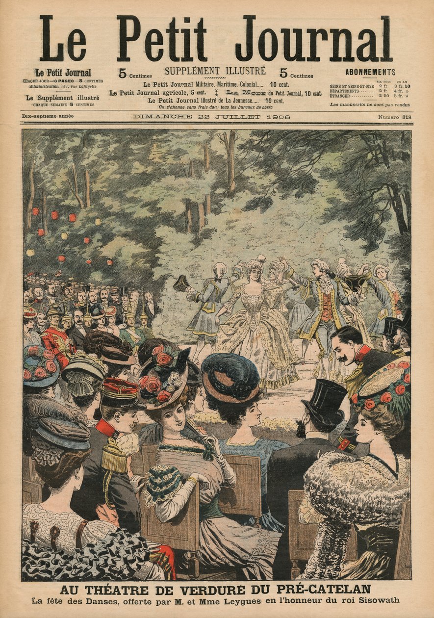 Friluftsteater på Pre-Catelan, dansefestival præsenteret af Georges Leygues til ære for Sisowath, konge af Cambodia, illustration af forsiden af 