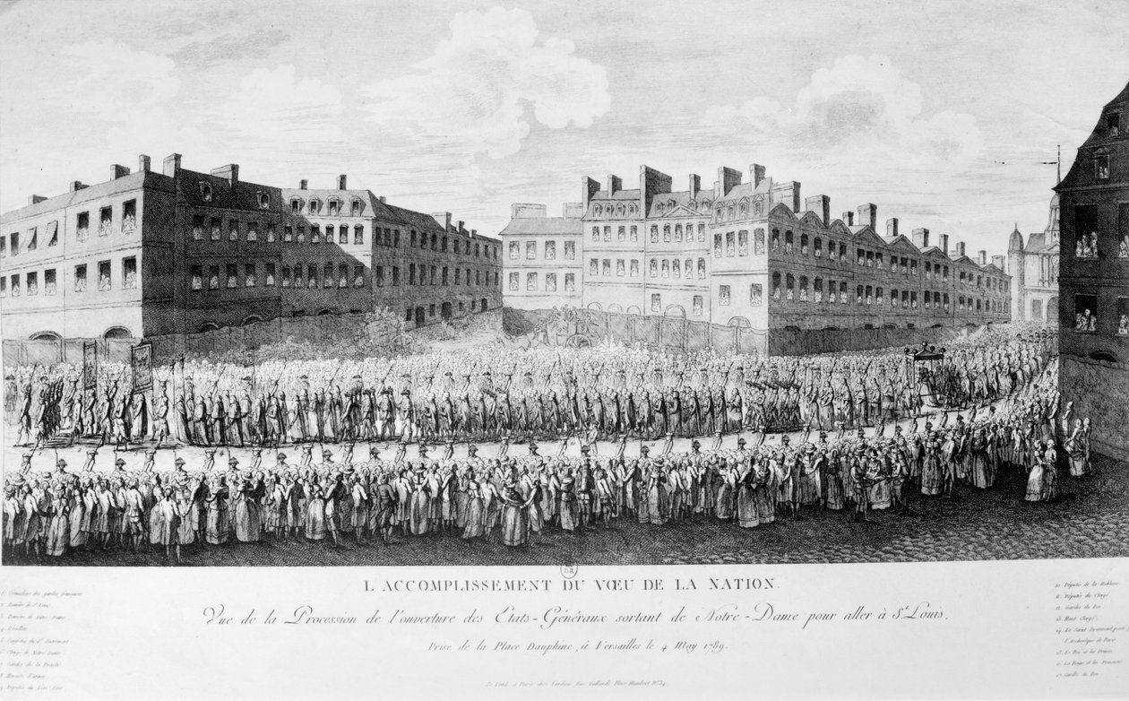 Procession af åbningen af generalstænderne (gravering) (bw foto) af French School