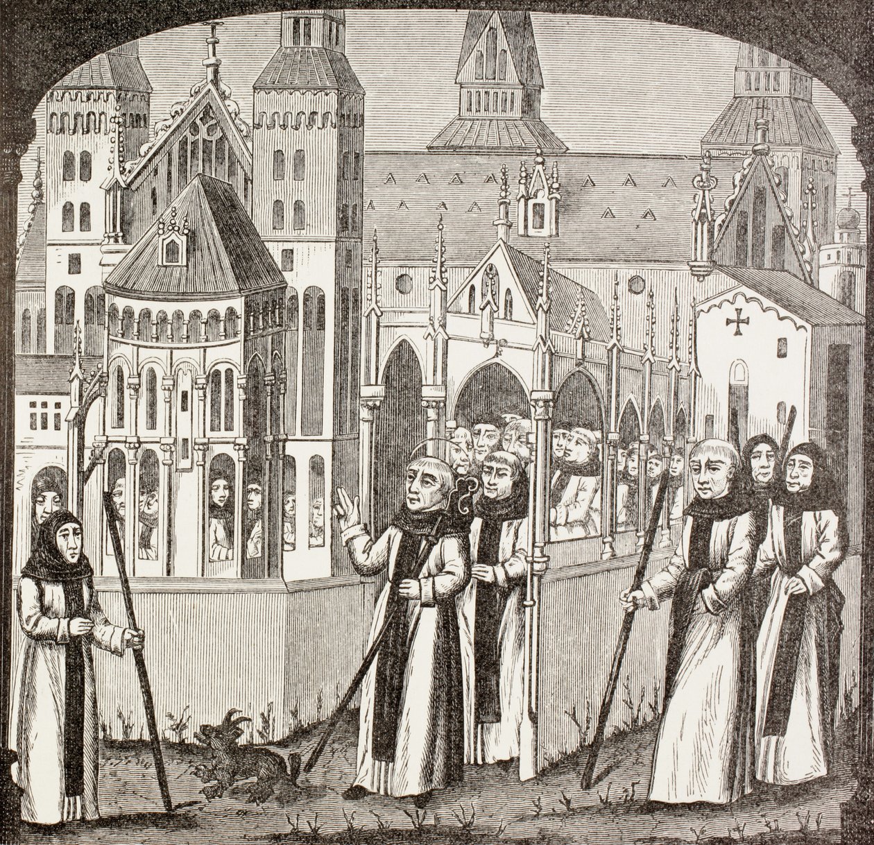 Bernhard af Clairvaux og cisterciensermunkene ved indtagelsen af Clairvaux-klosteret, fra 