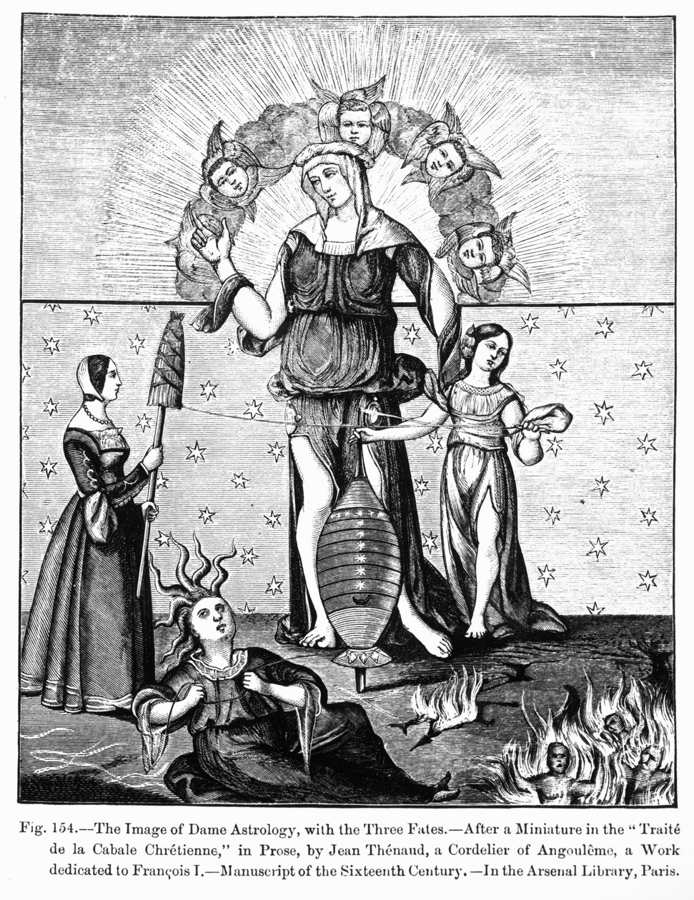 Billedet af Dame Astrology with the Three Fates, fra 