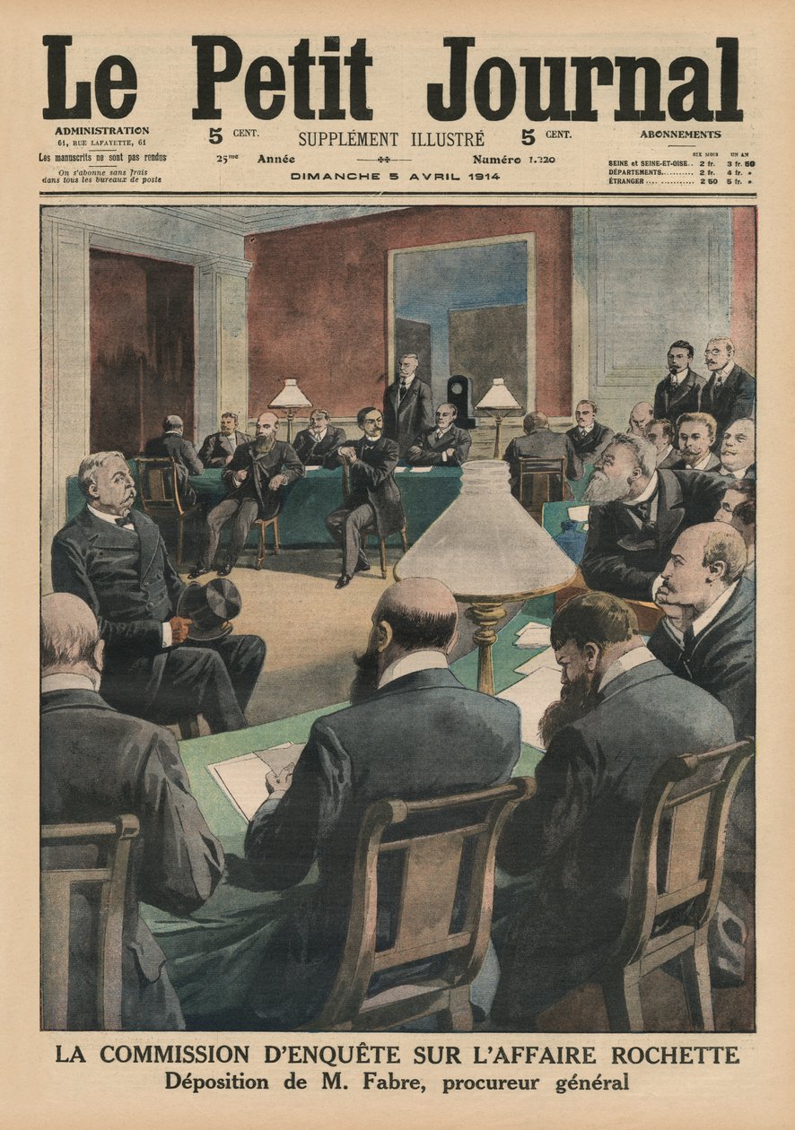Undersøgelseskommissionen om Rochette-affæren, bevis for Monsieur Fabre, offentlig anklager, forsideillustration fra 