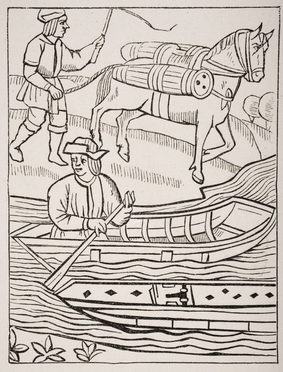 Transport af fisk til vands og til lands, efter en indgravering i de kongelige vedtægter for købmændenes provostship, 1528, fra 