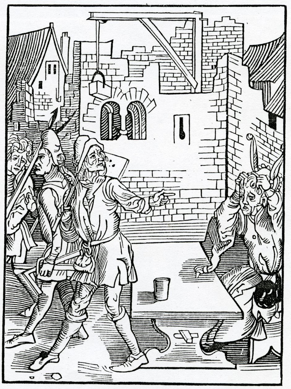Af folisshe begynnynge af store bildynges uden tilstrækkelig prouision, illustration fra Alexander Barclays engelske oversættelse af 