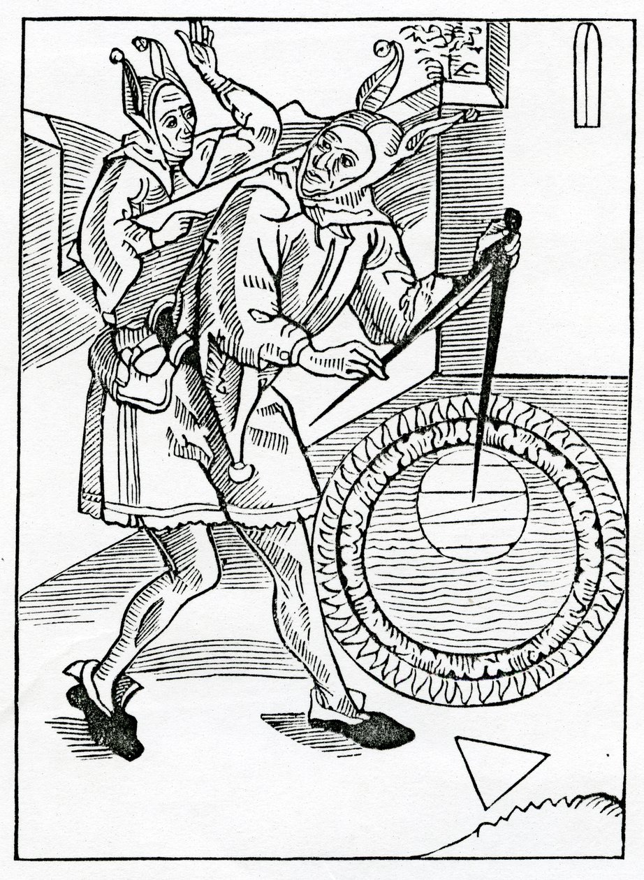 Of the folysshe descripcion and inquisicion of dyuers contrees and regyons, illustration fra Alexander Barclays engelske oversættelse af "The Ship of Fools", fra en udgave udgivet i 1874 (gravering) af German School