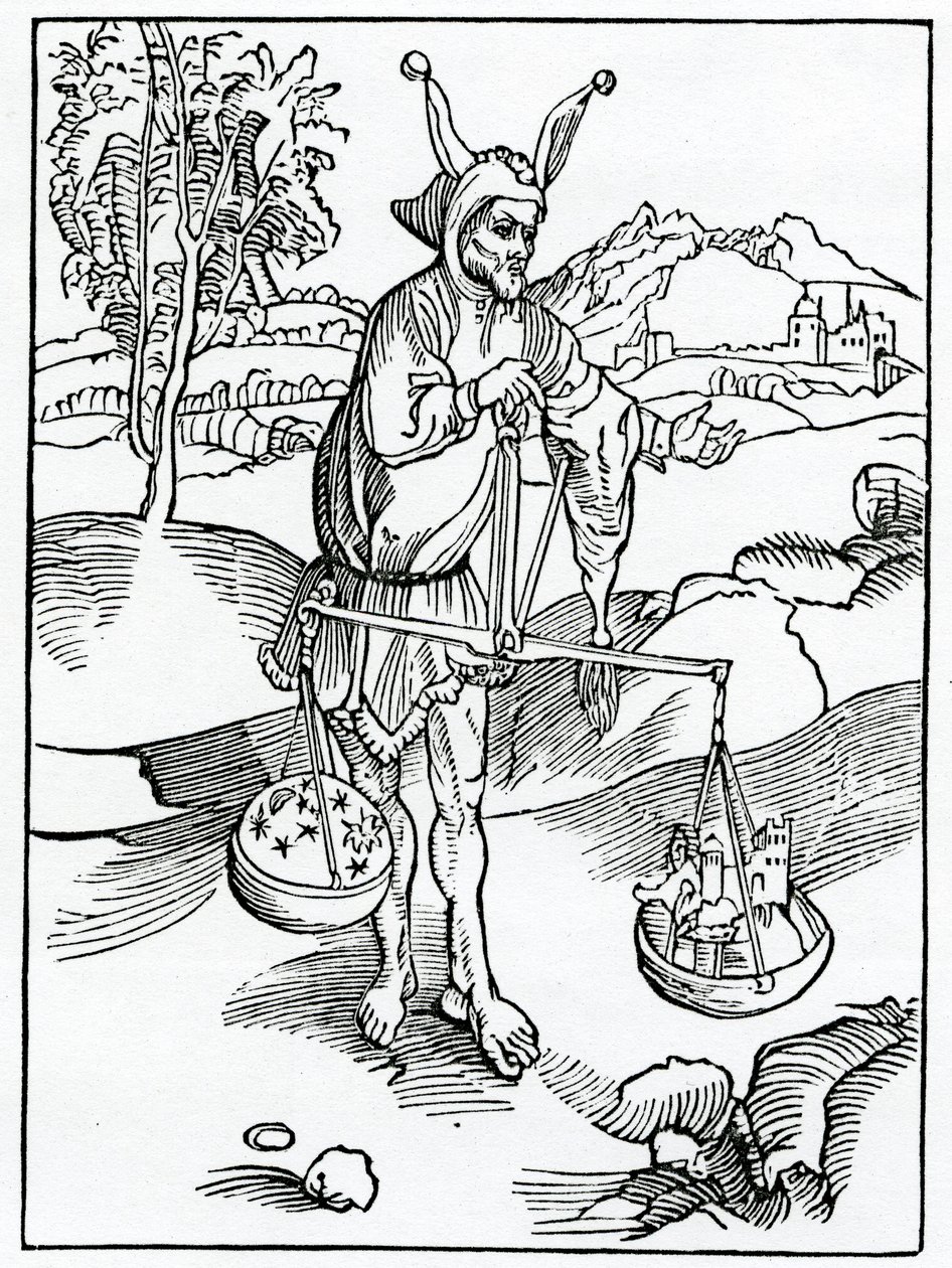 Af dem, der dyspyser euerlastynge ioye, og setyth thynges transytory før thynges evig og euerlastynge, illustration fra Alexander Barclays engelske oversættelse af 