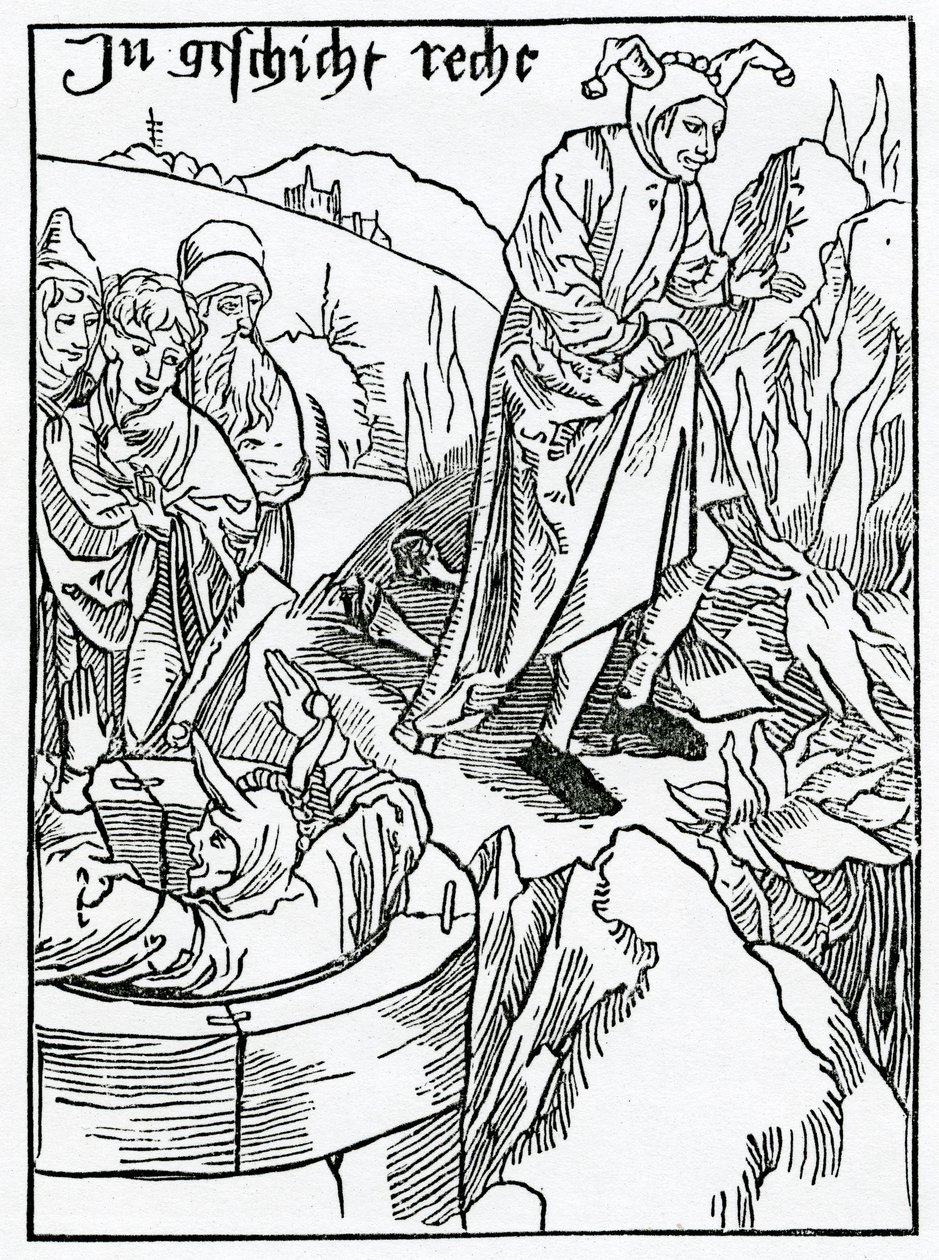 Af dem, der vidste og vidende satte dem selv i ieopardy og peryll, illustration fra Alexander Barclays engelske oversættelse af 