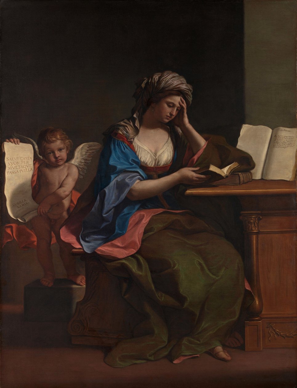 Den samiske Sibyl med en Putto af Guercino