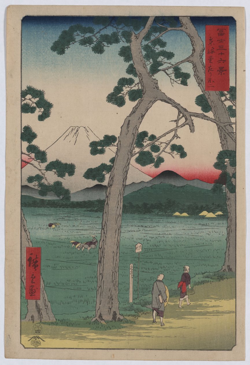 Fuji til venstre for Tokaido Road af Utagawa Hiroshige