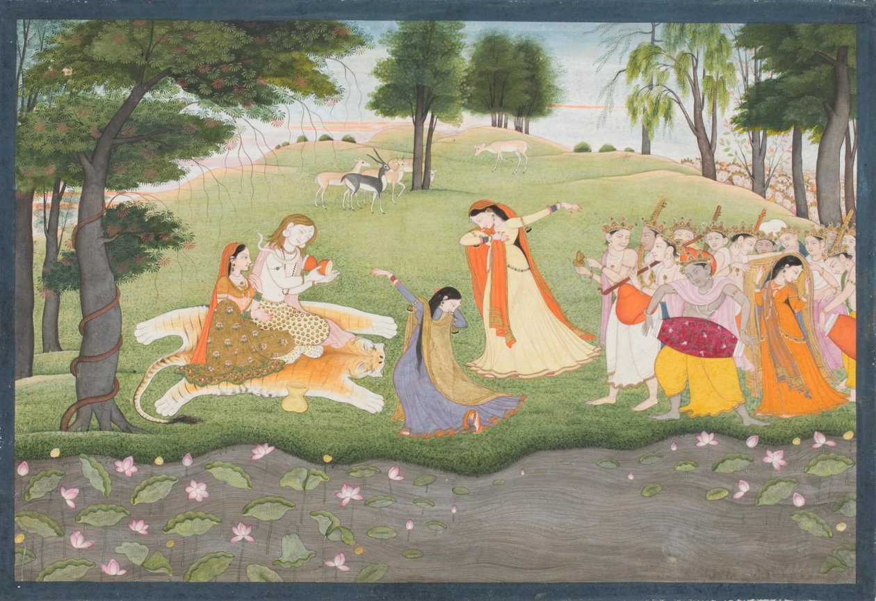 Guderne synger og danser for Shiva og Parvati af Khushala