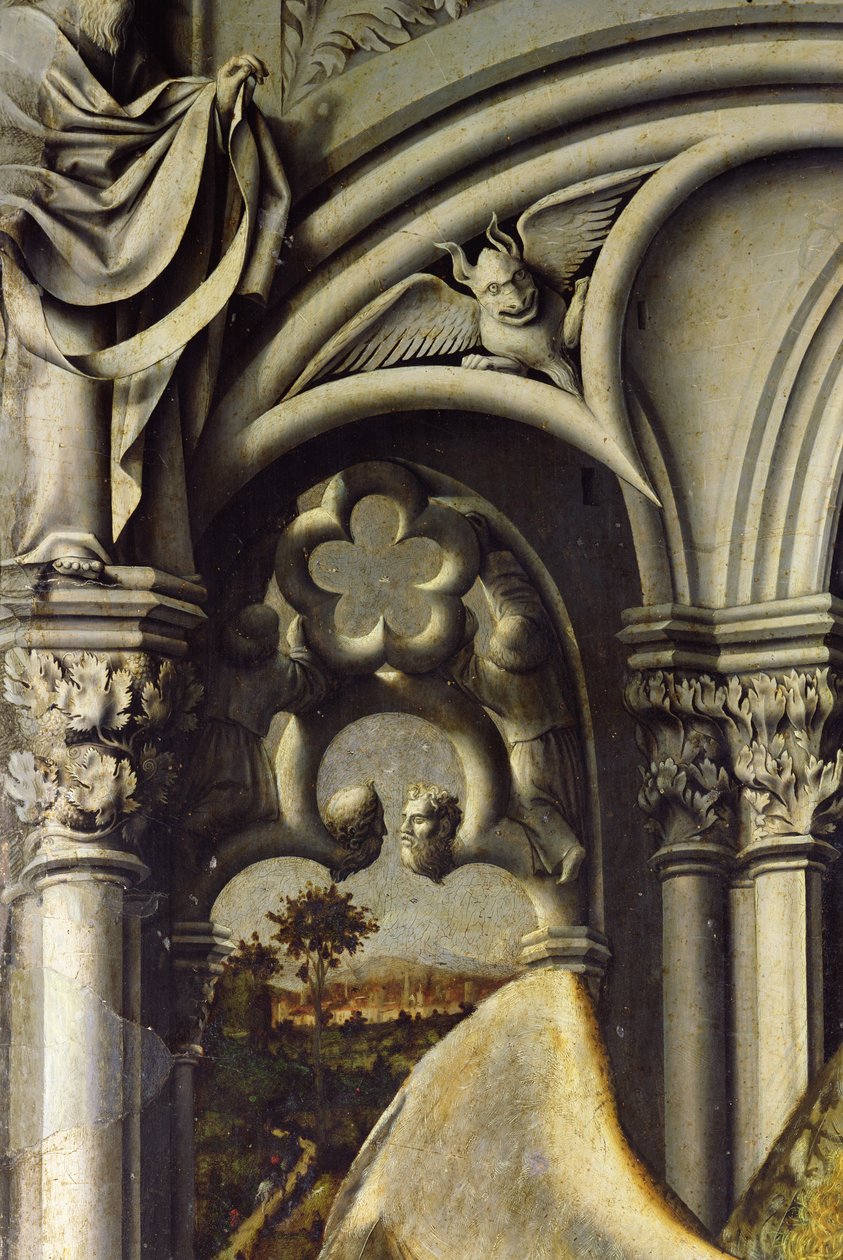 Arkitektoniske detaljer fra Aix Annunciation, ca. 1445 (detalje af 26541) af Master of the Aix Annunciation