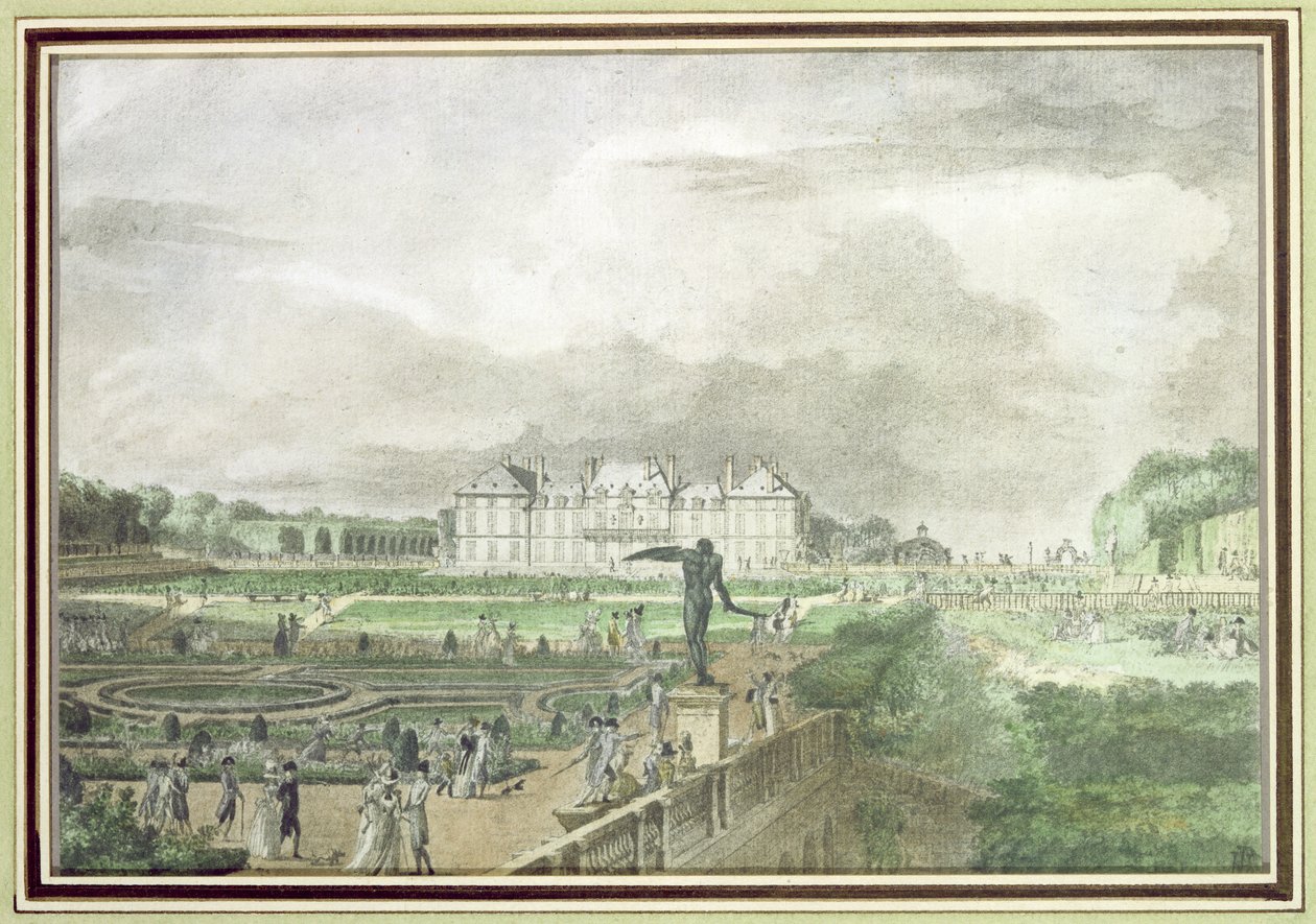 Chateau and Garden of Sceaux (wc på papir) af Meunier