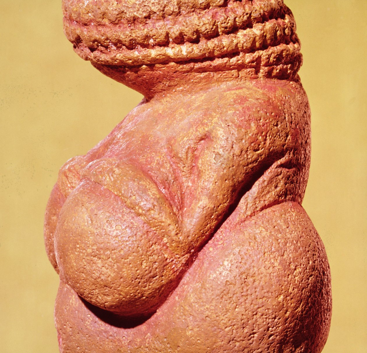 Kvindefigur kendt som Venus af Willendorf, sidebillede detalje af torso, gravettisk kultur, øvre palæolitiske periode, ca. 30000-18000 f.Kr. af Paleolithic
