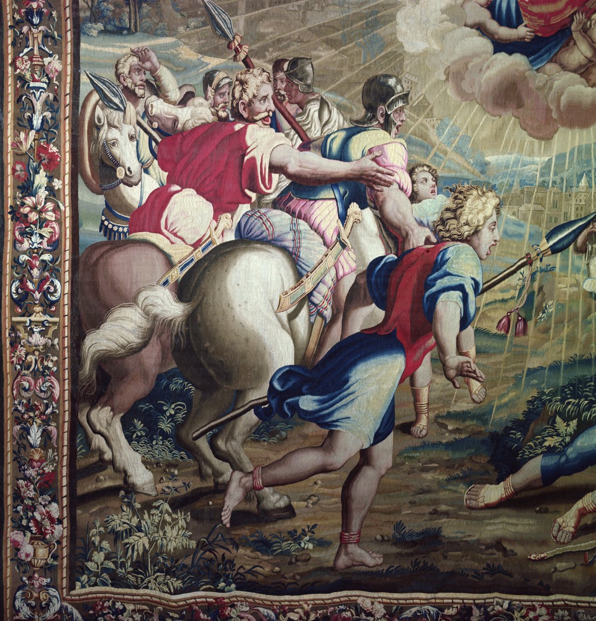 Gobelin, der forestiller apostlenes Gerninger, omvendelsen Saint Paul (detalje af Saint Pauls ledsagere), vævet på Beauvais Workshop under ledelse af Philippe Behagle (1641-1705), 1695-98 af Raffaello Sanzio Raphael