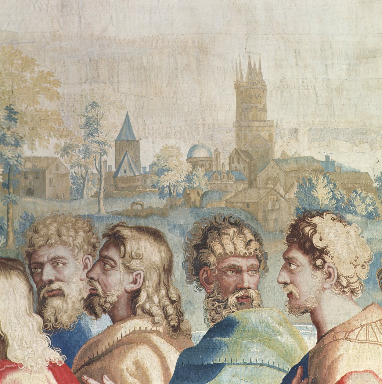 Tapetet af apostlenes Gerninger, Sankt Pauls kaldelse (detalje af apostlenes hoveder), vævet på Beauvais-værkstedet under ledelse af Philippe Behagle (1641-1705), 1695-9 af Raffaello Sanzio Raphael