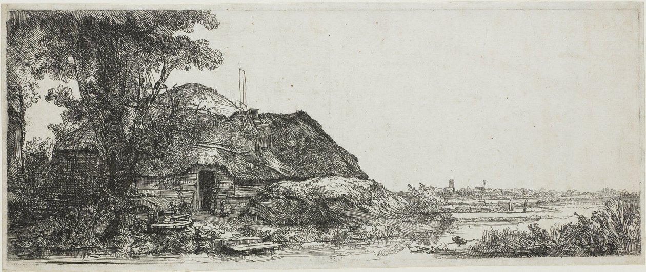 Hytten ved det store træ af Rembrandt van Rijn