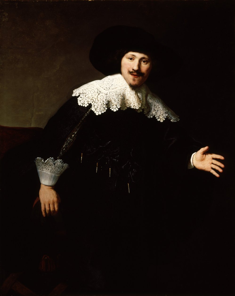 Portræt af en mand, der rejser sig fra sin stol af Rembrandt van Rijn