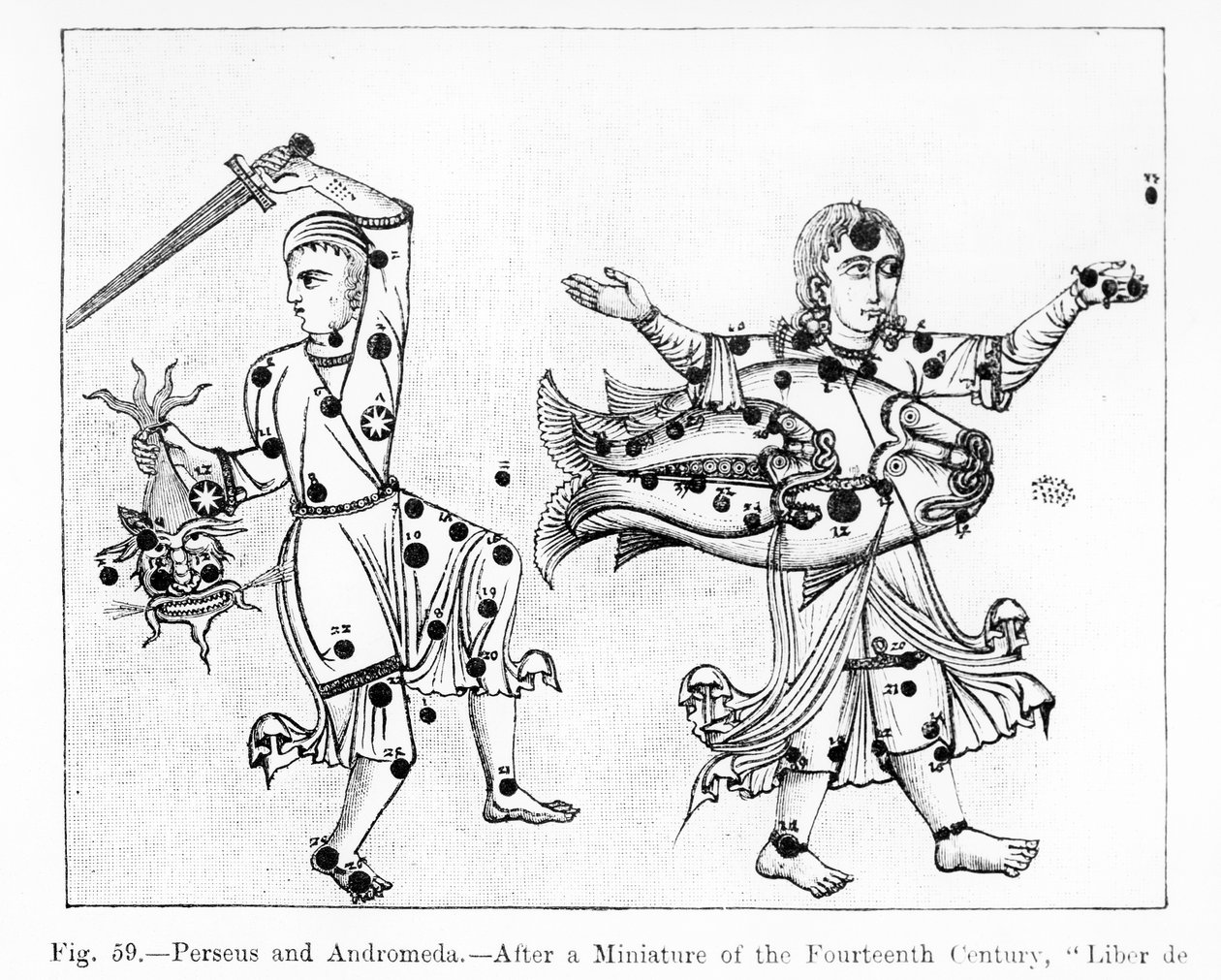 Perseus og Andromeda, fra Liber de Stellis Fixarum, illustration fra 
