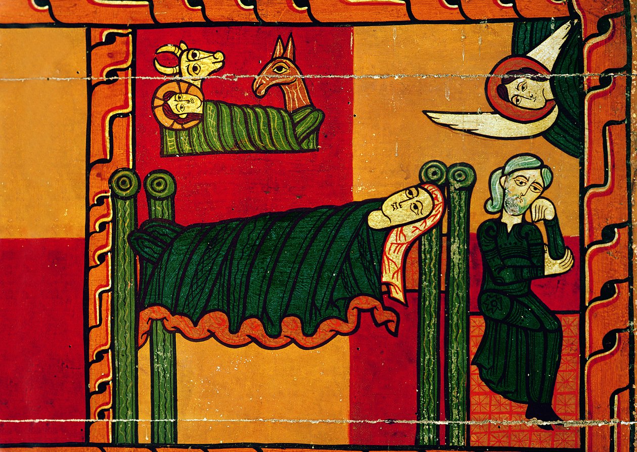 Fødselskirken, sidepanel fra en altertavle, catalansk (olie på træpanel) af Spanish School