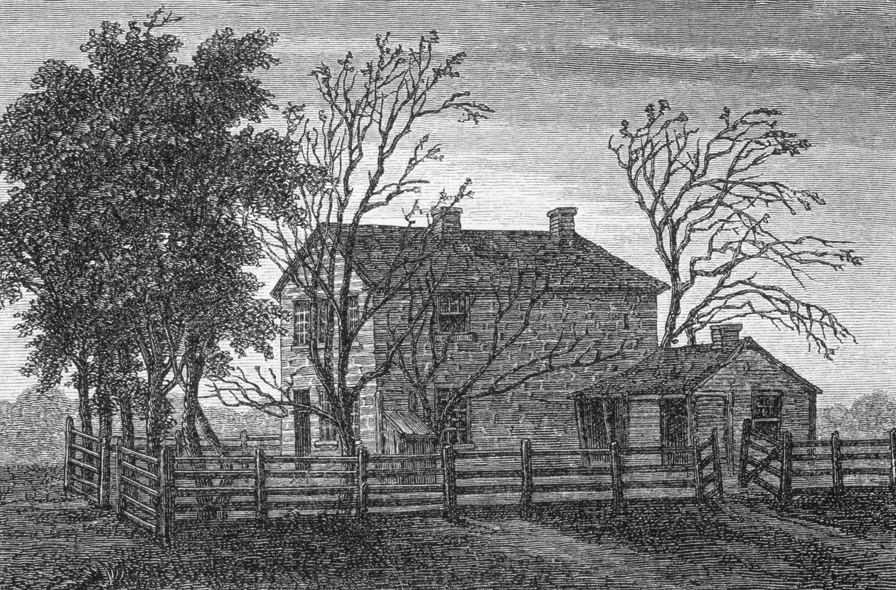 Fængslet i Carthage, Illinois, hvor mormonprofeten Joseph Smith og hans bror Hyrum blev fængslet og myrdet i 1844, fra "La Vuelta al Mundo", udgivet i Madrid i 1865 af Spanish School
