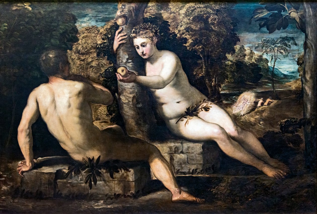 Fristelsen fra Adam og Eva af Tintoretto