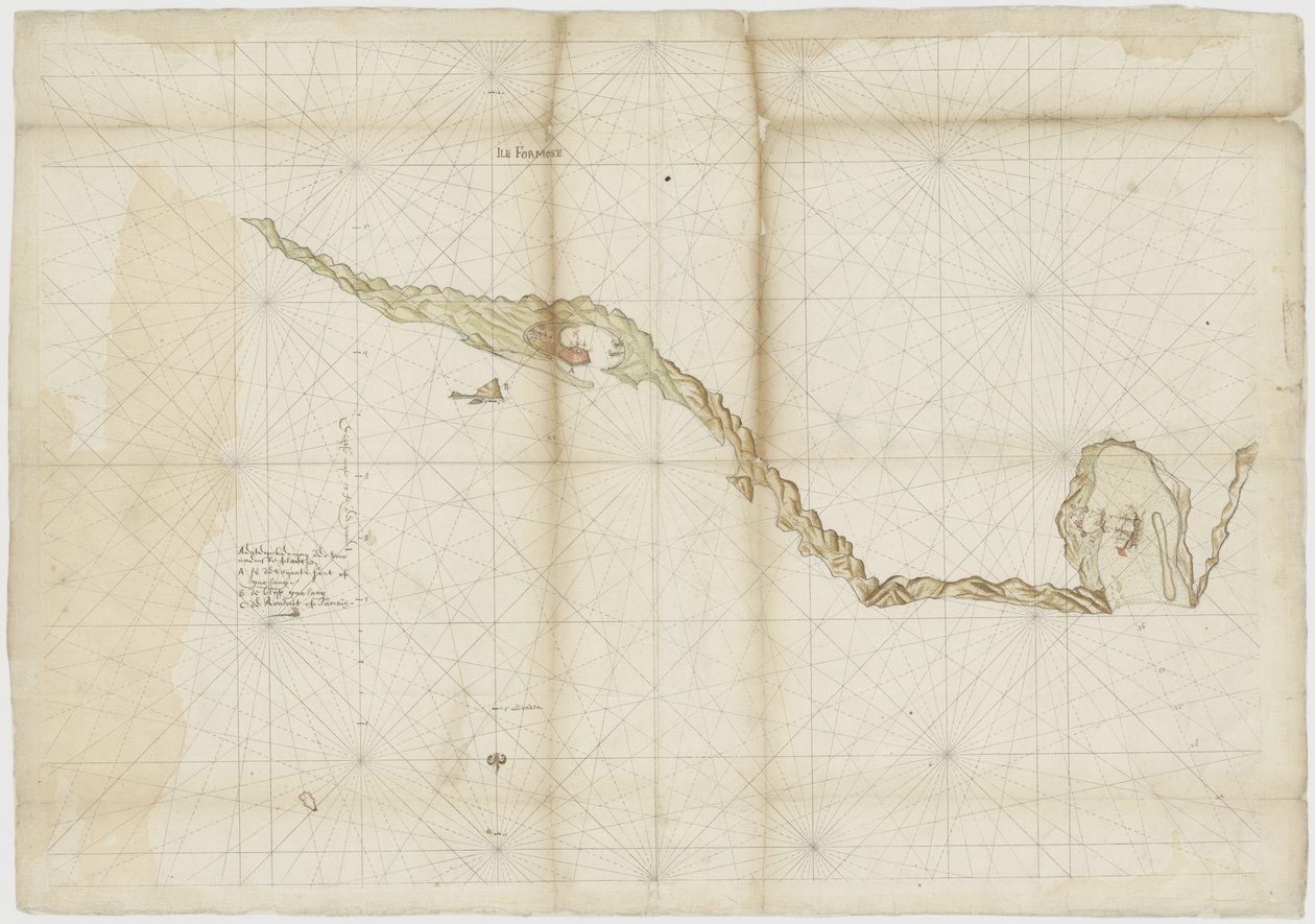 Kort over det spanske fort ved Tamsui, senere fra VOC af Unbekannt Unbekannt