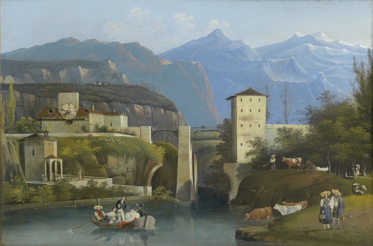 Biedermeier billede ur Ponte de Crevola af Unknown