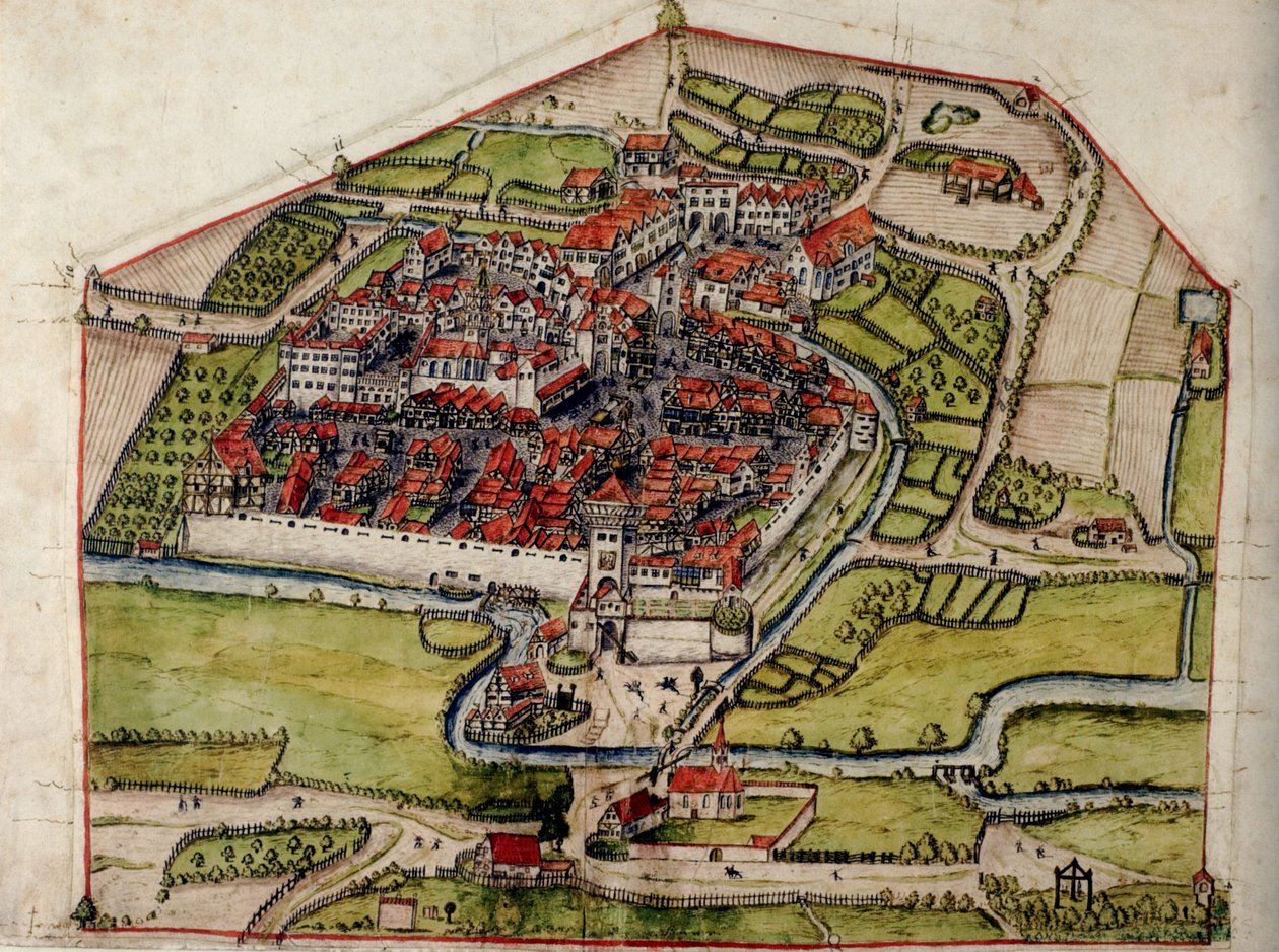 Skildring af Etters Meßkirch, omkring 1575 af Unknown