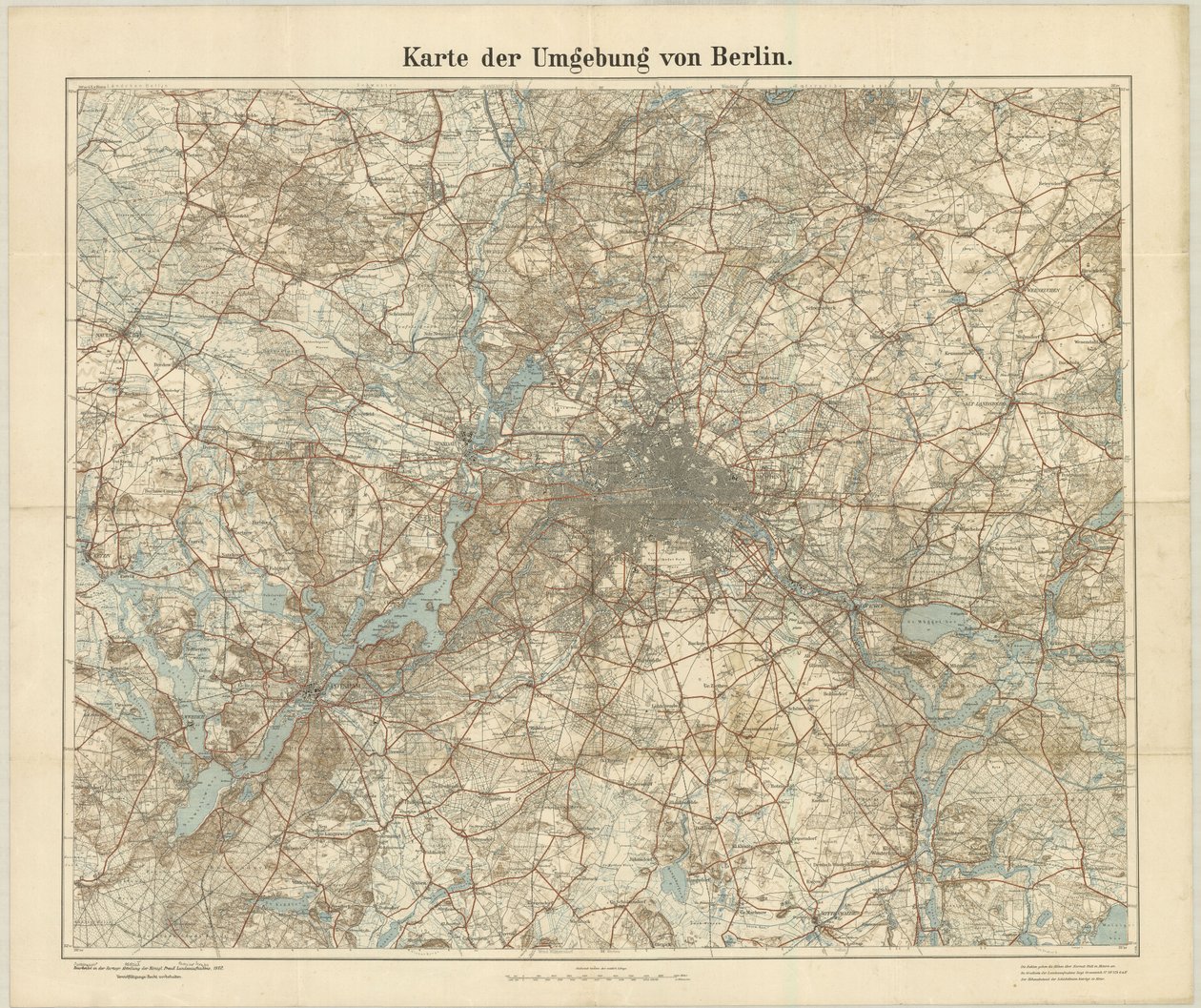 Kort over området omkring Berlin af Unknown