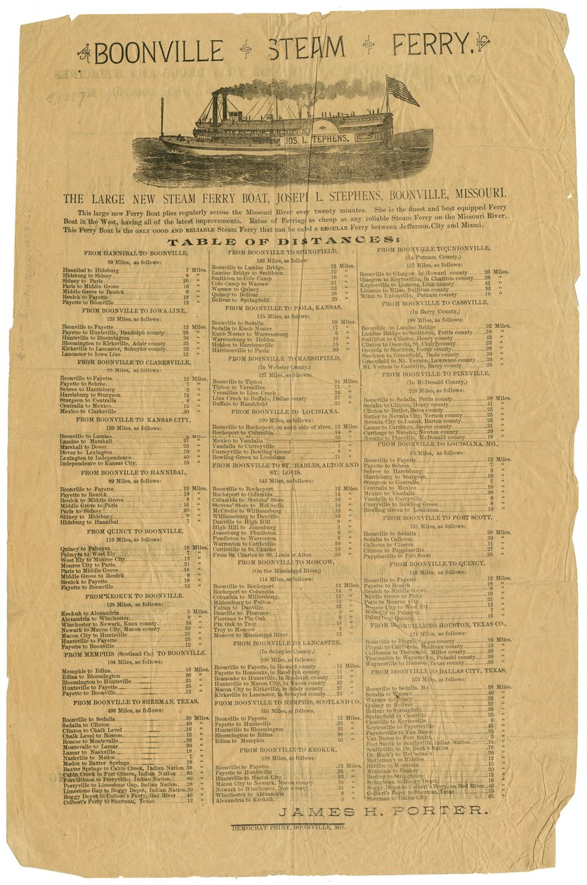 Reverse bærer reklamer for Boonville -handlende. af Unknown