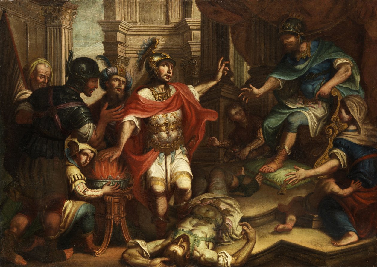 Scaevola lægger sin hånd på ilden. af Unknown